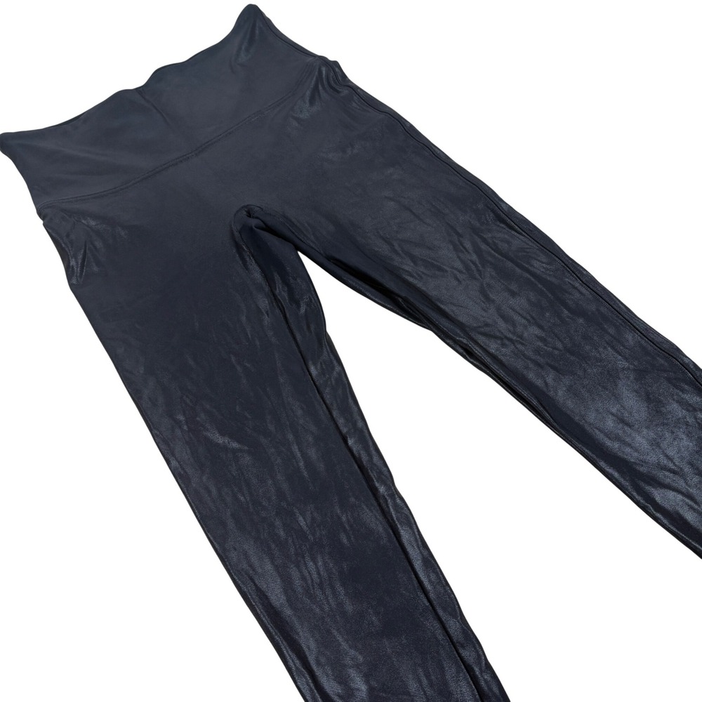 Spanx Faux Leather Leggings Women Large Black Edgy Chic Moto Soft